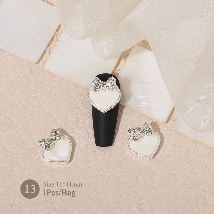 Butterfly Heart Pearly Alloy Nail Decoration