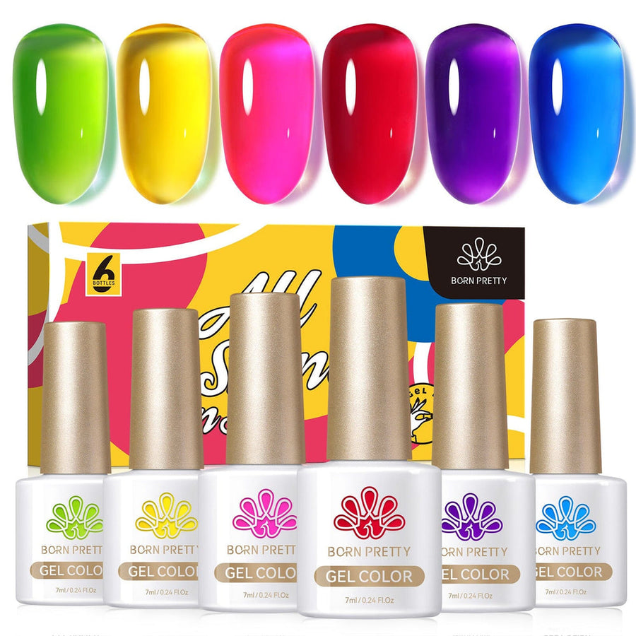 6 Colors Neon Garden Ice Jelly Gel Polish Set 7ml