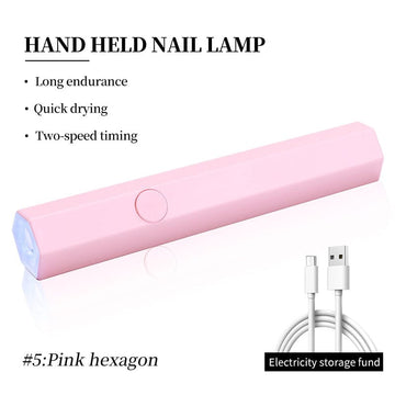 Pink Hexagon Handheld Nail Lamp 3W