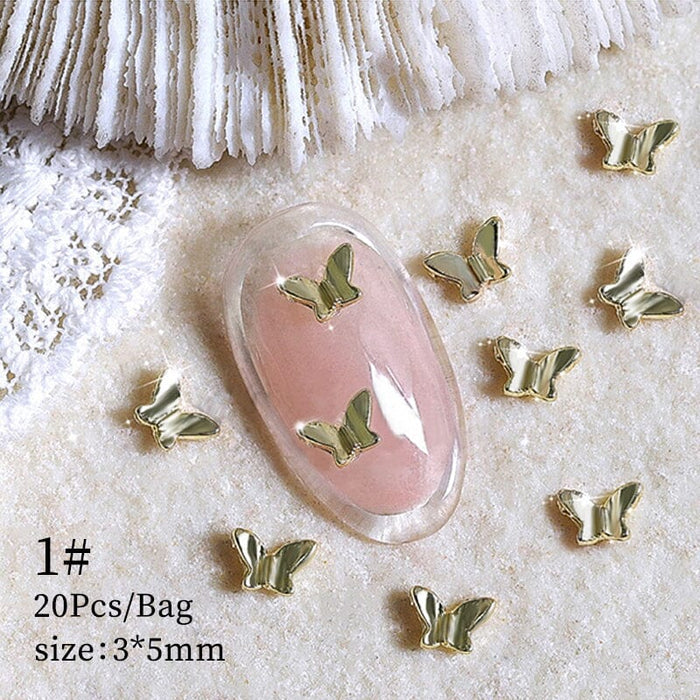 20pcs Butterfly Metal Nail Decoration