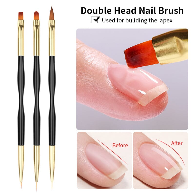 3pcs Double Head UV Gel Nail Brushes