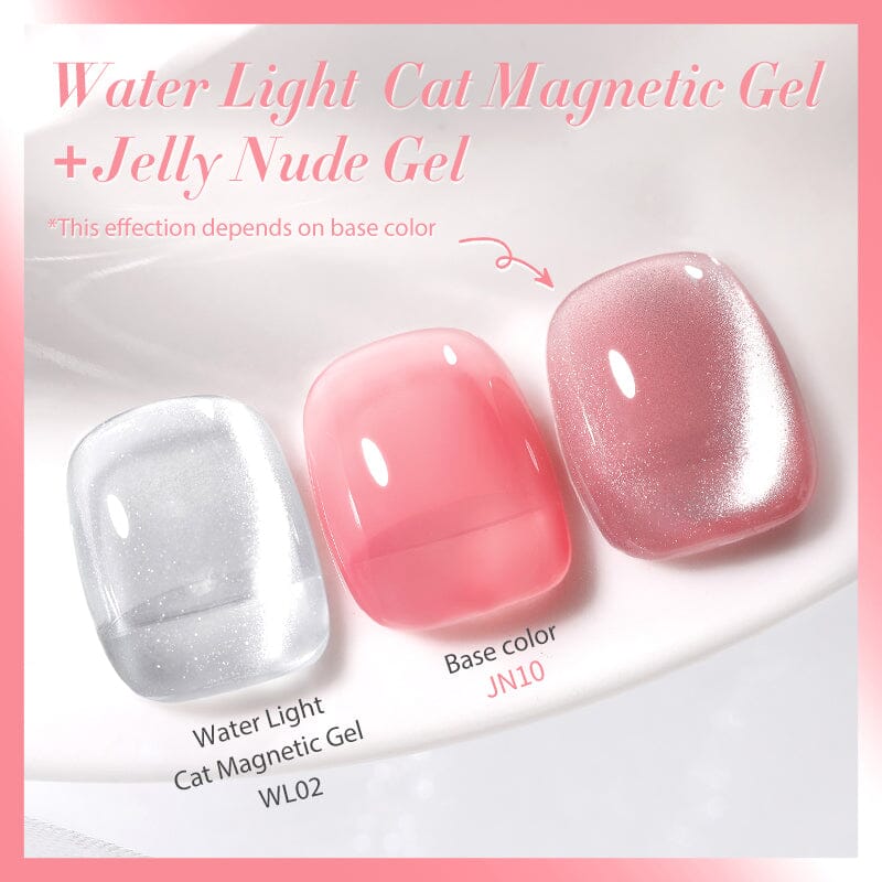 2pcs Set Water Light Cat Magnetic Gel & Jelly Nude Gel