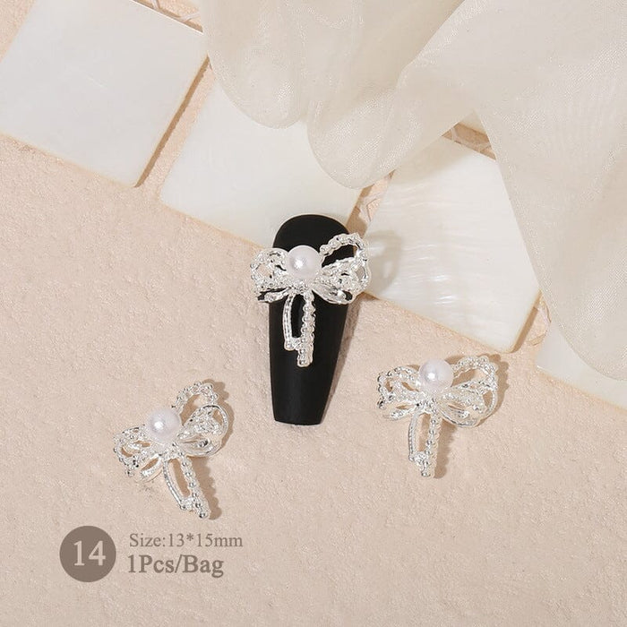 Butterfly Heart Pearly Alloy Nail Decoration