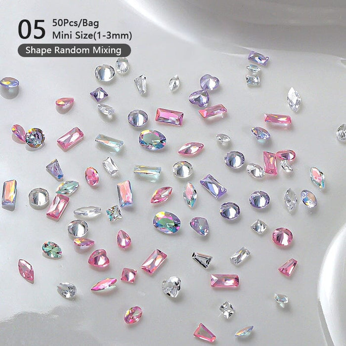 Mix Shapes Nail Art Decorations Sparkle Mini Auroras Ice Translucent Rhinestone Nail Art Manicure