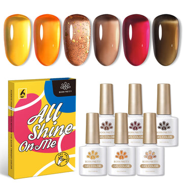 6 Colors Crystal Amber Jelly Gel Polish Set 10ml