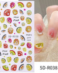 Fruit Flower Butterfly 5D Nail Stickers