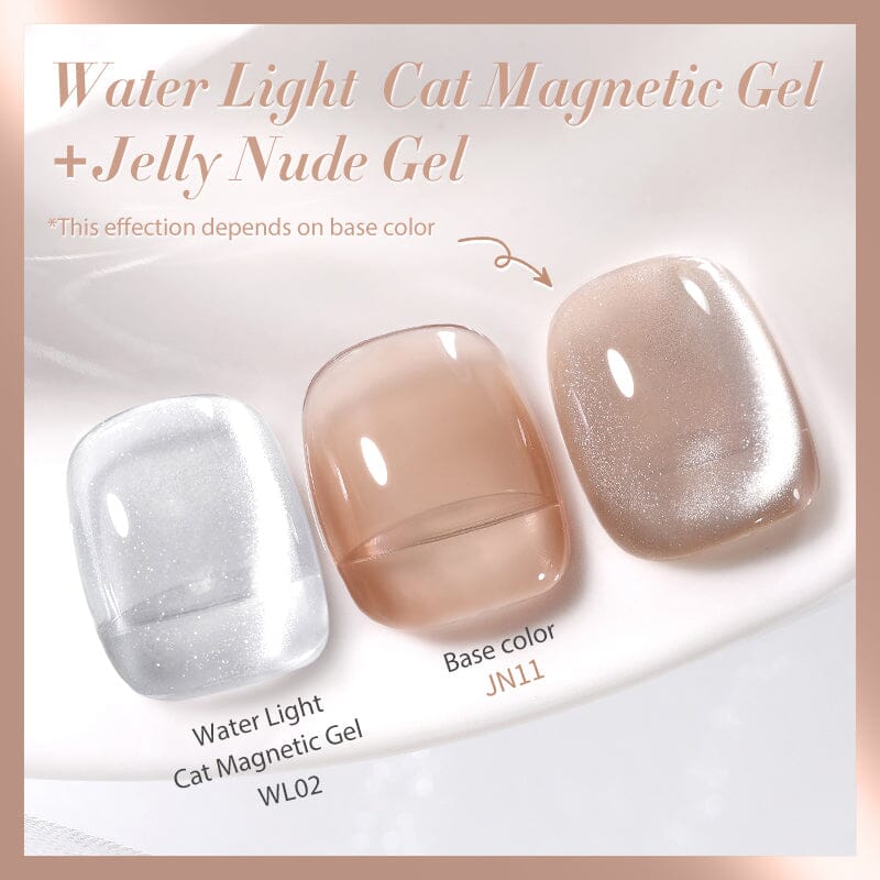 2pcs Set Water Light Cat Magnetic Gel & Jelly Nude Gel