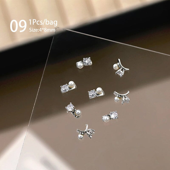 Silver Alloy Butterfly Bowknot Charm Rhinestones