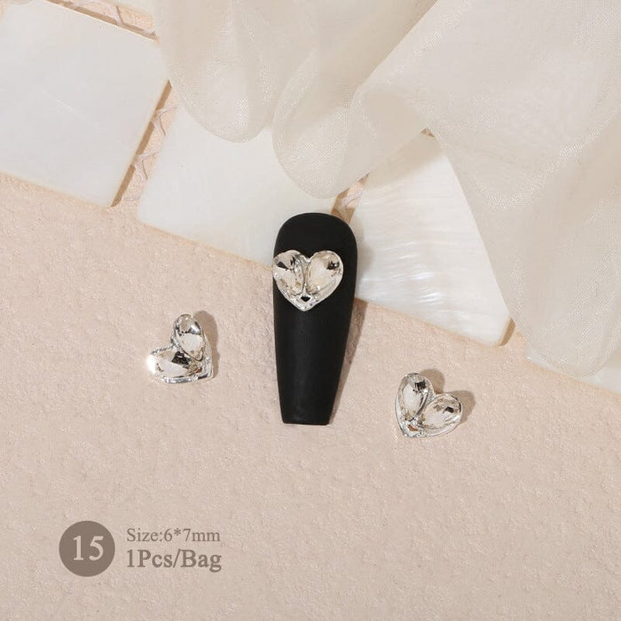 Butterfly Heart Pearly Alloy Nail Decoration