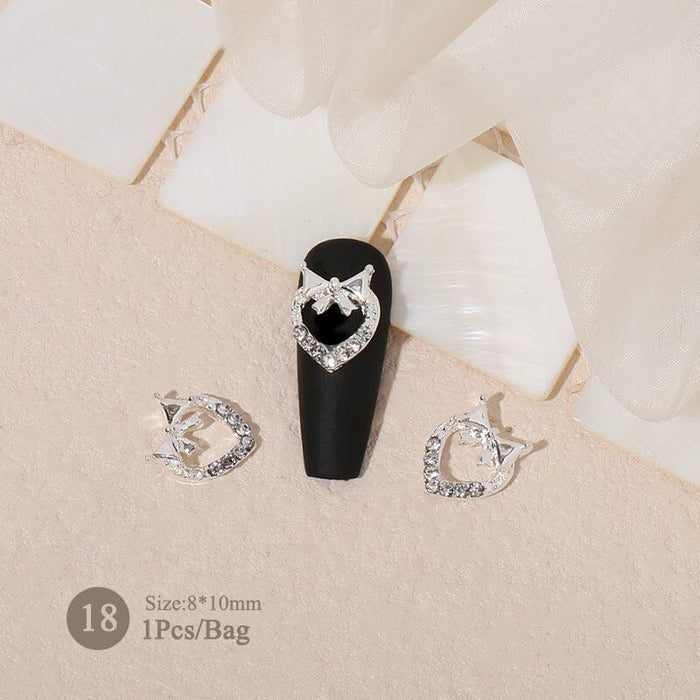 Butterfly Heart Pearly Alloy Nail Decoration