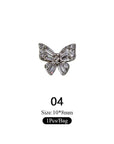 Gold Silver Butterfly Alloy Charms Rhinestones Nail Decoration