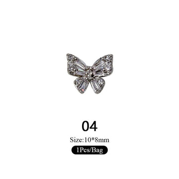 Gold Silver Butterfly Alloy Charms Rhinestones Nail Decoration