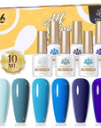 Blue 6 Colors Gel Polish Set 10ml