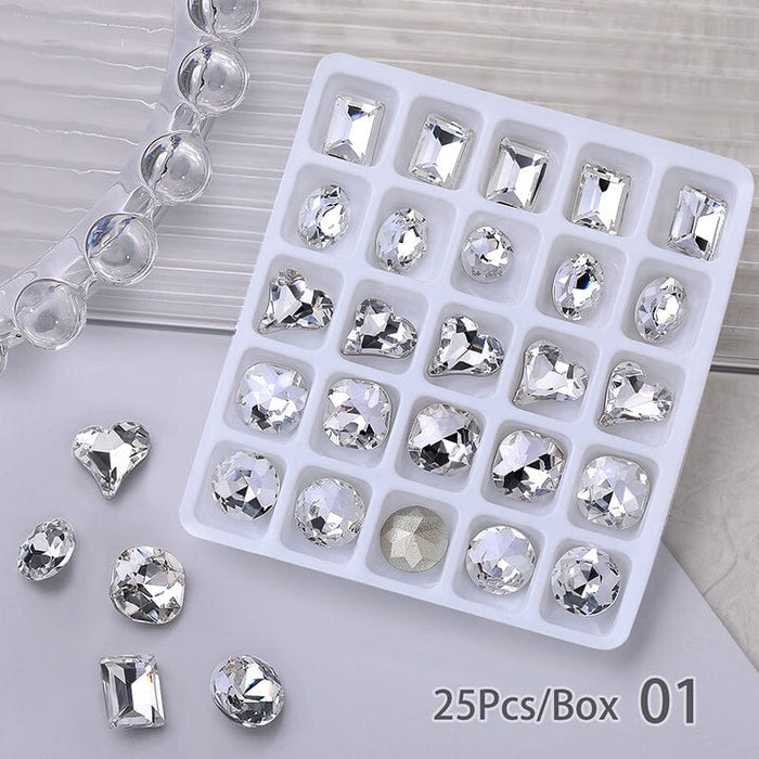 25pcs Mixed Shape Crystal Rhinestones Nail Art Decoration