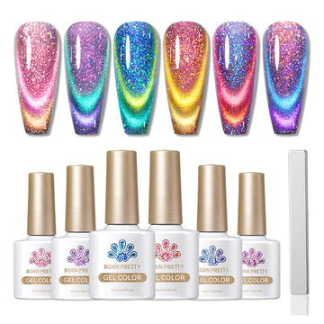 6 Colors Reflective Glass Cat Magnetic Gel Polish Set 10ml