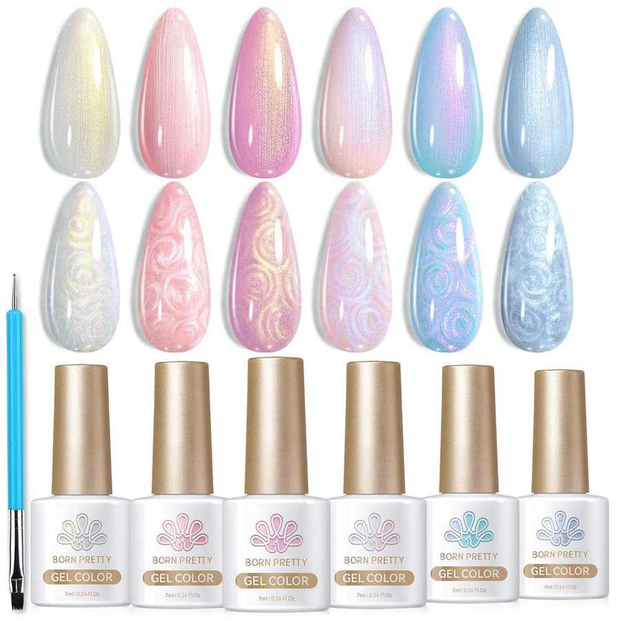 6 Colors Pearl Thread Swirl Gel Polish 7ml