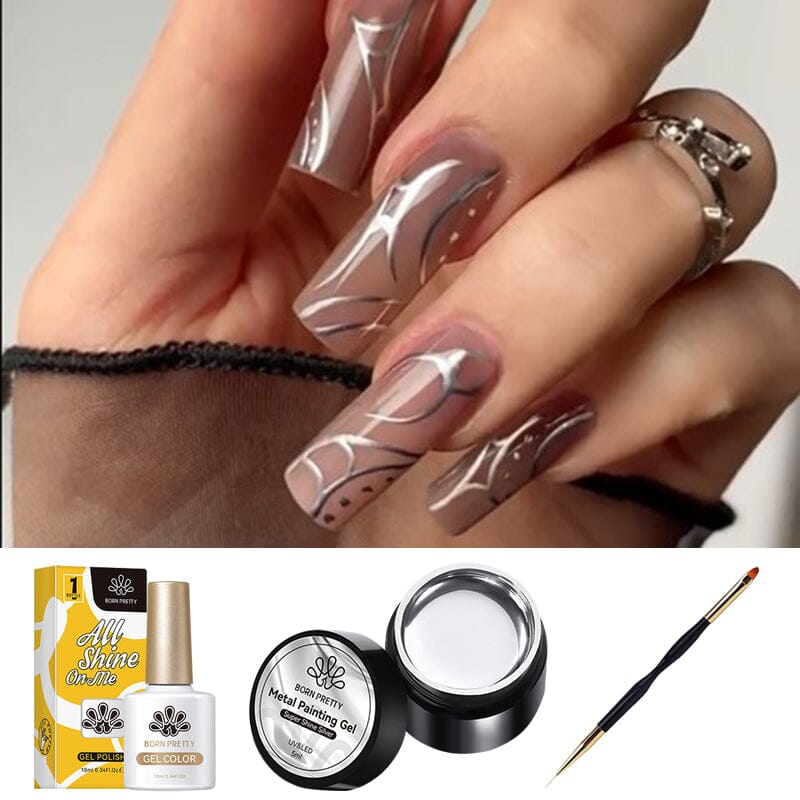 TikTok Metallic Panting Gel & Jelly Nude Gel Kit