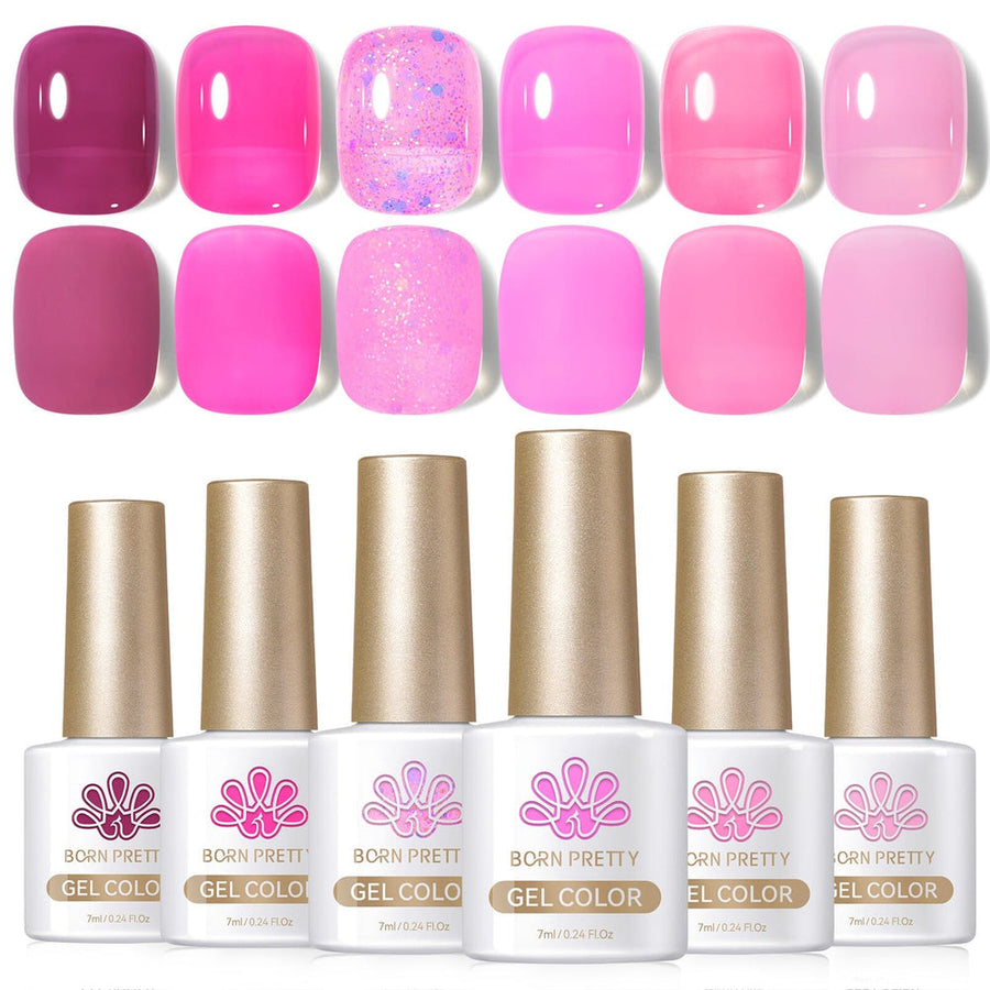 6 Colors Pink Muse Milky Jelly Gel Polish Set 7ml