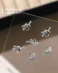 Silver Alloy Butterfly Bowknot Charm Rhinestones