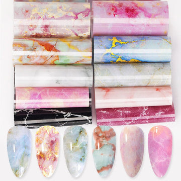 10pcs Marble Nail Foil Stickers