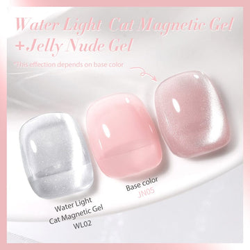 2pcs Set #08 Water Light Cat Magnetic Gel & Jelly Nude Gel