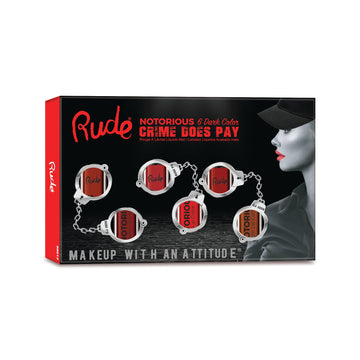 RUDE Crime Does Pay 6 Notorious Liquid Lip Color Set - Dark - Free Shipping