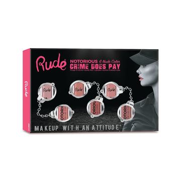 RUDE Crime Does Pay 6 Notorious Lip Color Set - Nude - Free Shipping