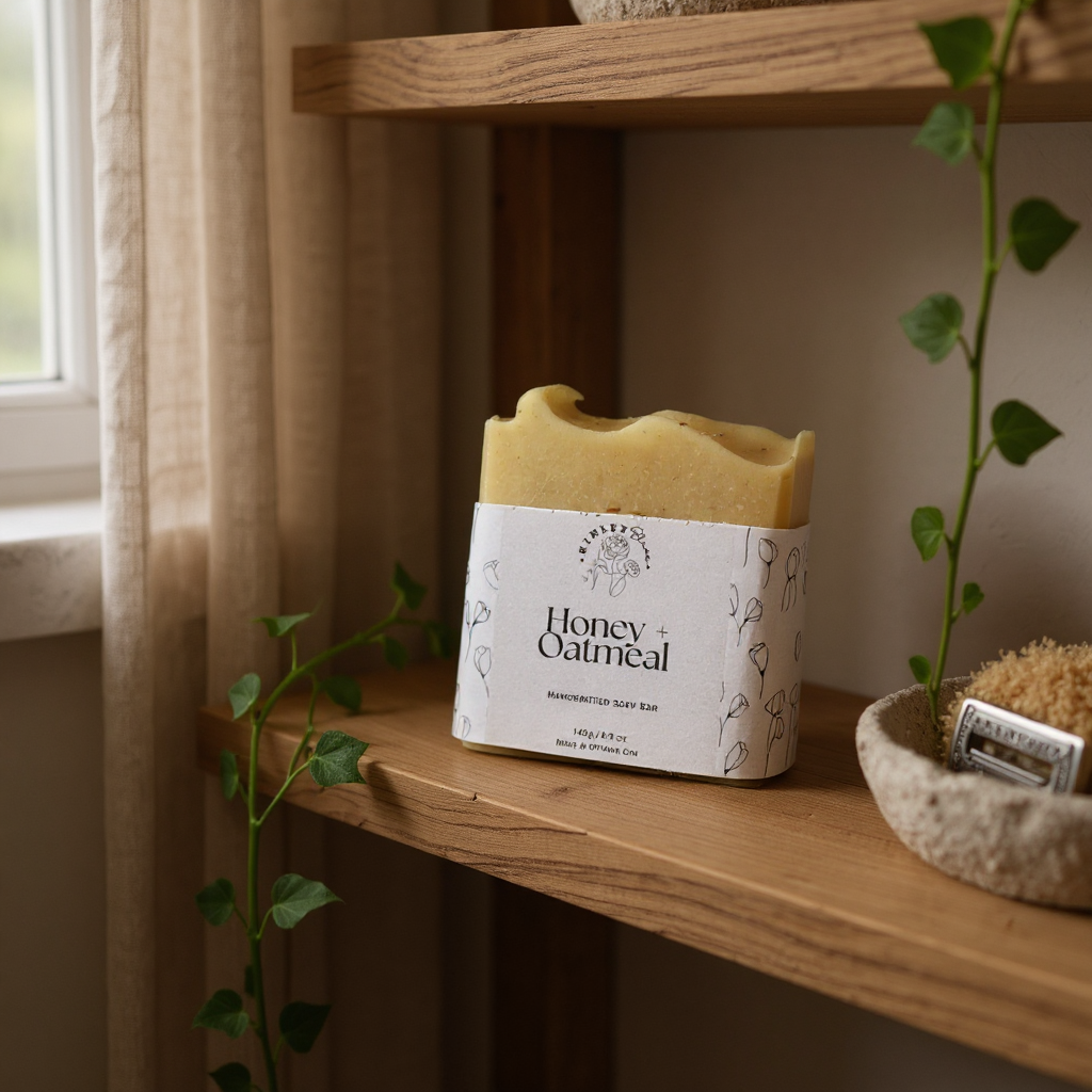 Honey & Oatmeal Soap – Moisturizing & Gentle Exfoliating, 140g