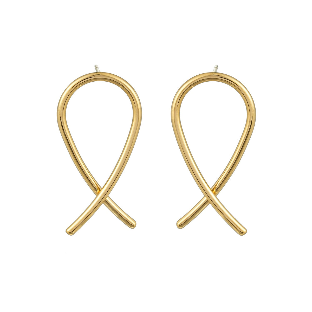 MAEVE Gold: Minimalist Oval Shaped Wire Constructed Stud Earrings