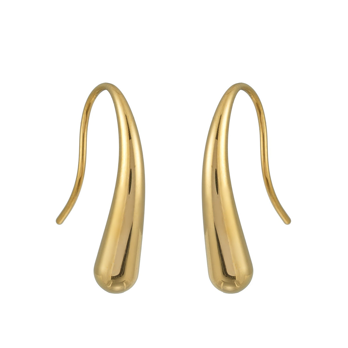 CLARA Gold: Swirl Tail Hoop Earrings – Minimalist Fluid Curve Design