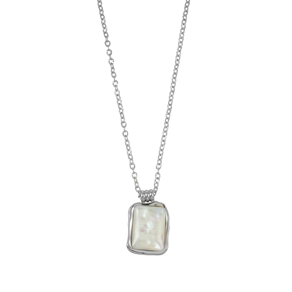 MAUI Silver: Vintage-Inspired Rectangle Shell Pendant Chain Necklace
