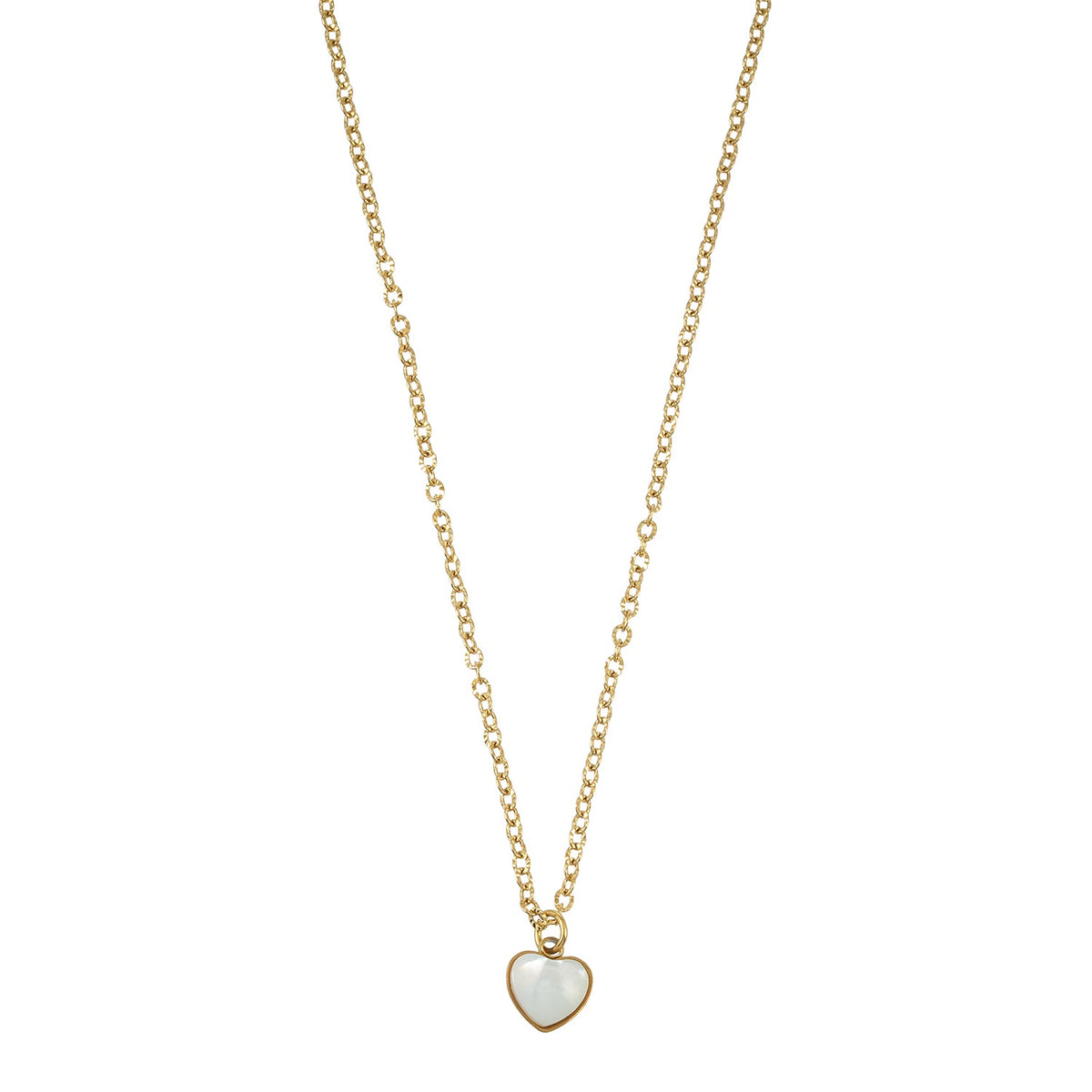 KOKAM Gold: Dainty Chain Necklace with Mini Shell-Encased Heart Charm Pendant — A Little Love to Hold Close