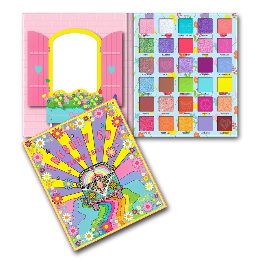 RUDE Flower Child 30 Pressed Pigment and Shadows Palette - Freshly Cut - Free Shipping