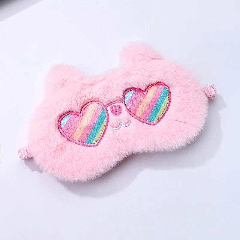 Fluffy Plush Sleeping Eye Cover – Soft Cute Animal Blindfold Mask, Lightweight & Breathable Sleep Mask