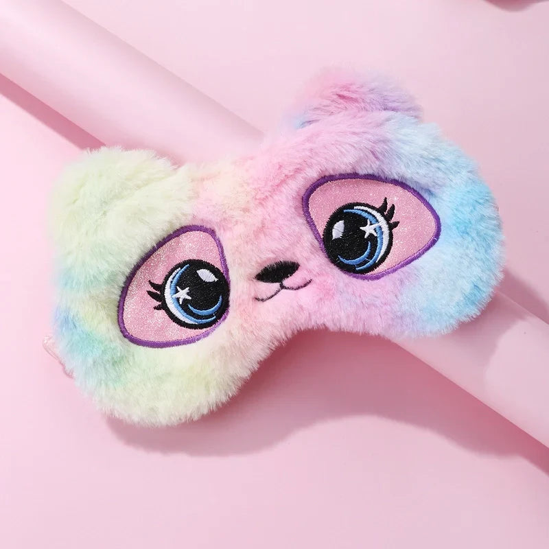 Fluffy Plush Sleeping Eye Cover – Soft Cute Animal Blindfold Mask, Lightweight & Breathable Sleep Mask