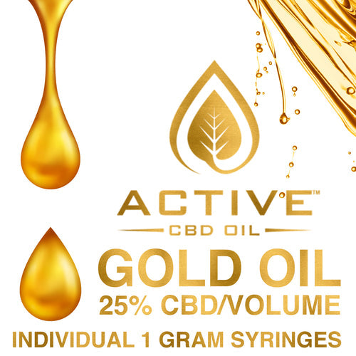 CBD Active Gold Oil  25% - 1Gram Syringe Broad Spectrum 250 mg - Free Shipping