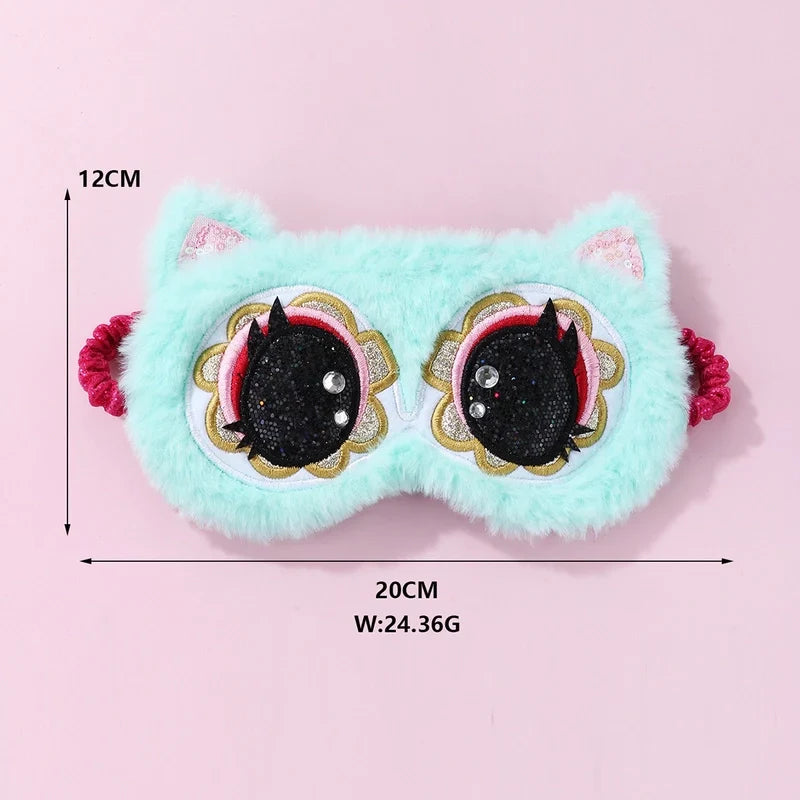 Fluffy Plush Sleeping Eye Cover – Soft Cute Animal Blindfold Mask, Lightweight & Breathable Sleep Mask