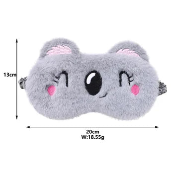 Fluffy Plush Sleeping Eye Cover – Soft Cute Animal Blindfold Mask, Lightweight & Breathable Sleep Mask