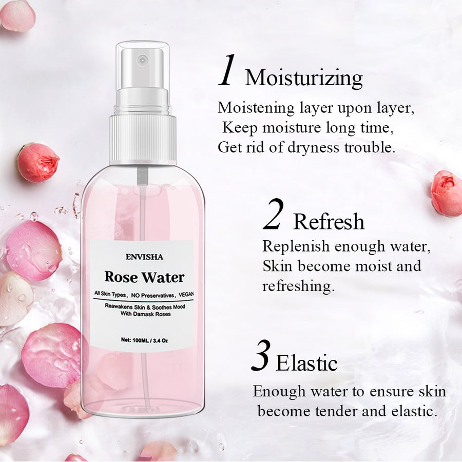 ENVISHA Rose Water For Face Facial Toner 100ml/3.4oz