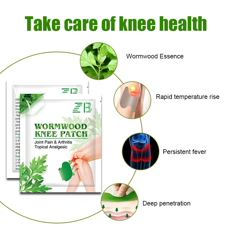 12pcs/bag New Knee Plaster Sticker Wormwood Extract Knee Joint Ache Pain Relieving Paster Knee Rheumatoid Arthritis Body Patch