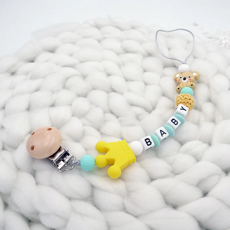 New Handmade Personalized Name Pacifier Clips: Cute Pacifier Chains Holder, Chupetero Personalizado Silicona Baby Shower Gift