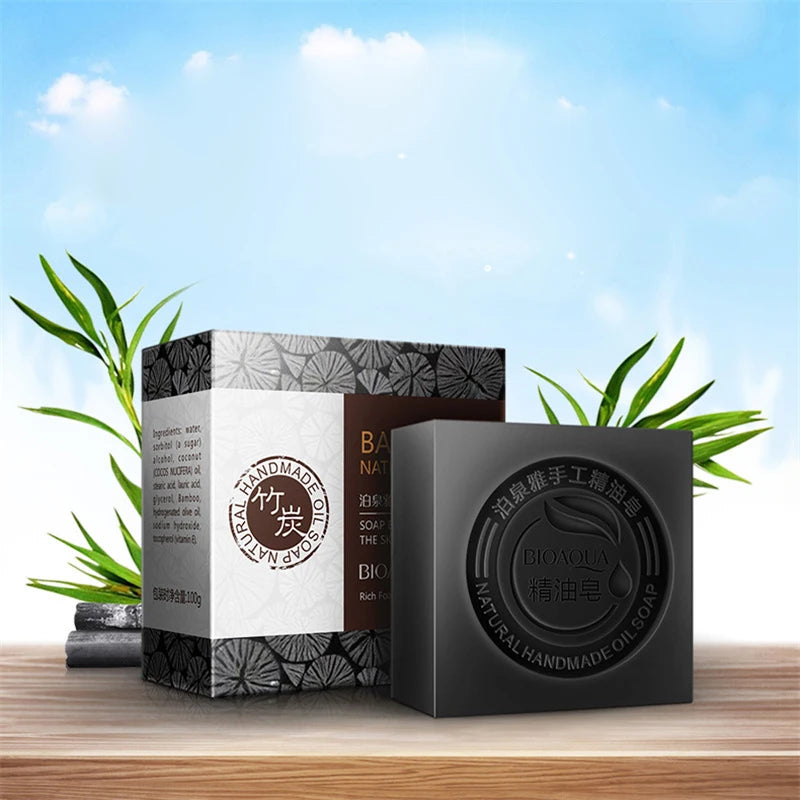 BIOAQUA Natural Plant Essential Whitening Moisturizing RemoveBamboo Charcoal Soap 100g