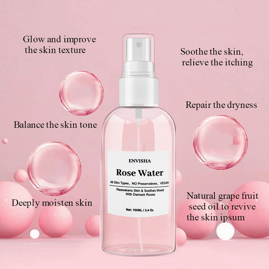 ENVISHA Rose Water For Face Facial Toner 100ml/3.4oz