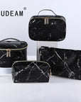 FUDEAM PU Marble Pattern Women Cosmetic Bag  Travel Toiletry Storage  Waterproof Makeup Case for Female