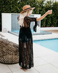 Women Lace Crochet Bikini Cover Up Lady Kimono Cardigan Swimwear Suit