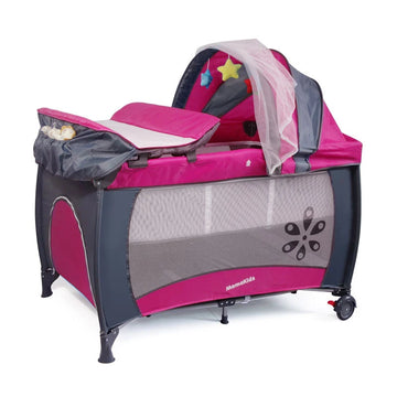 Portable Baby Travel Cot Bed: Kids Infant Playpen Bassinet Folding Cradle Bed with Mosquito Net, 0-4 Years Old