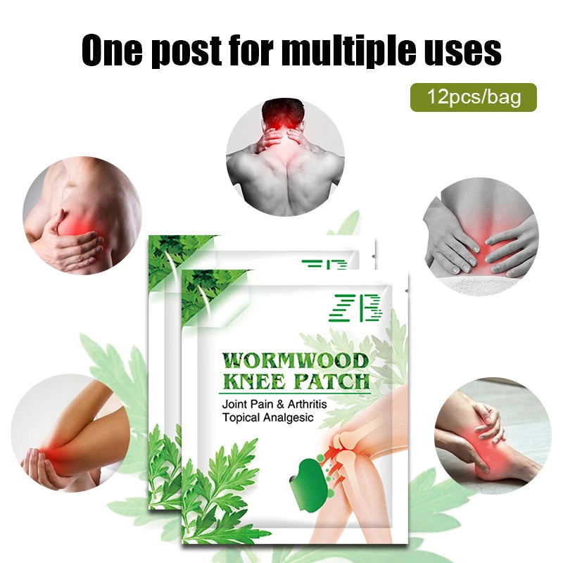 12pcs/bag New Knee Plaster Sticker Wormwood Extract Knee Joint Ache Pain Relieving Paster Knee Rheumatoid Arthritis Body Patch