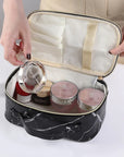 FUDEAM PU Marble Pattern Women Cosmetic Bag  Travel Toiletry Storage  Waterproof Makeup Case for Female