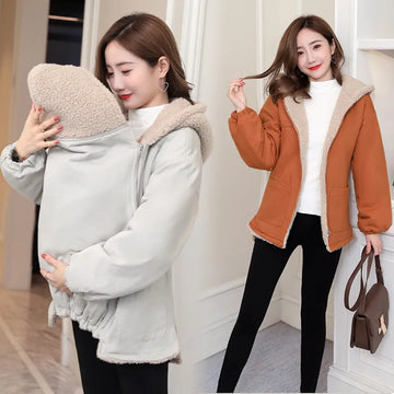 New Baby Carrier Jacket: Kangaroo Maternity Hoodie, Warm Wool Liner Autumn Coat for Pregnant Women, Sizes M-3XL