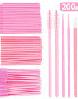 200 Pcs Disposable Crystal Brushes Set Eyelash Lip Microbrush Mascara Wands Applicator Swab Eyelash Extension Makeup Tools